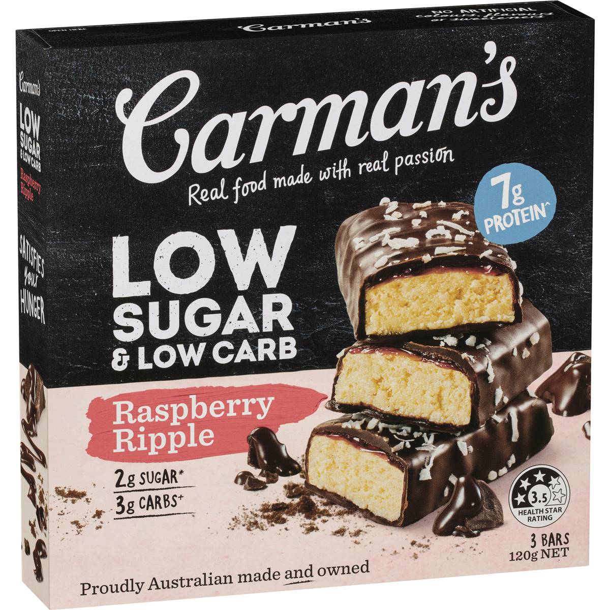 Carman s Low Sugar Low Carb Raspberry Ripple Bars 3 Pack Woolworths