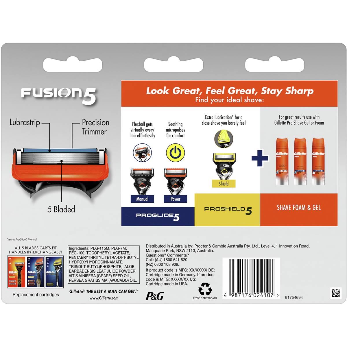 Gillette Fusion 5 Razor Blades 10 Pack Woolworths