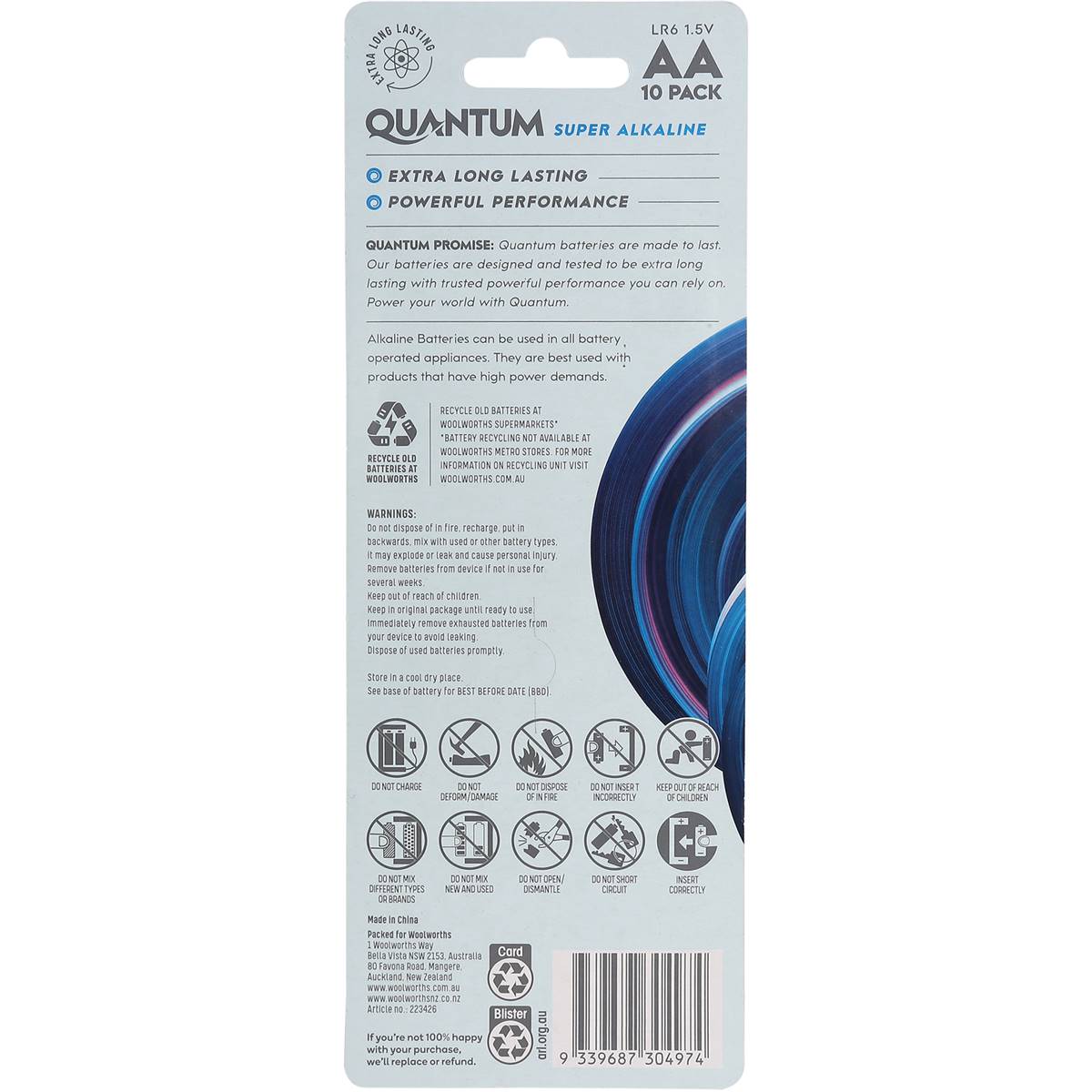 Quantum Super Alkaline Aa Batteries 10 Pack Woolworths