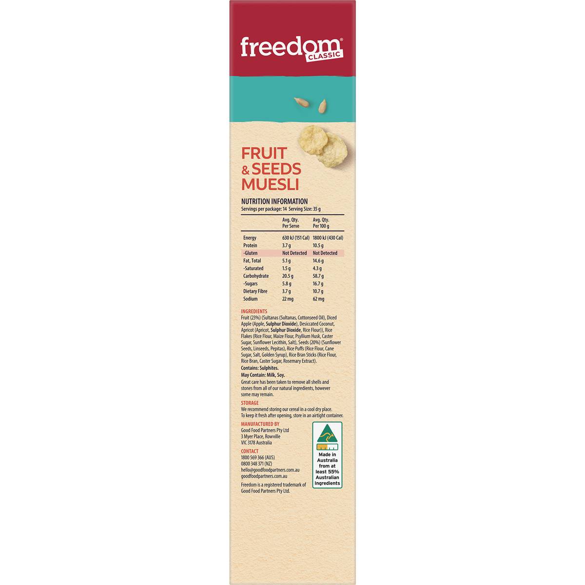 Freedom Active Balance Fruit & Seeds Muesli Cereal 500g Woolworths