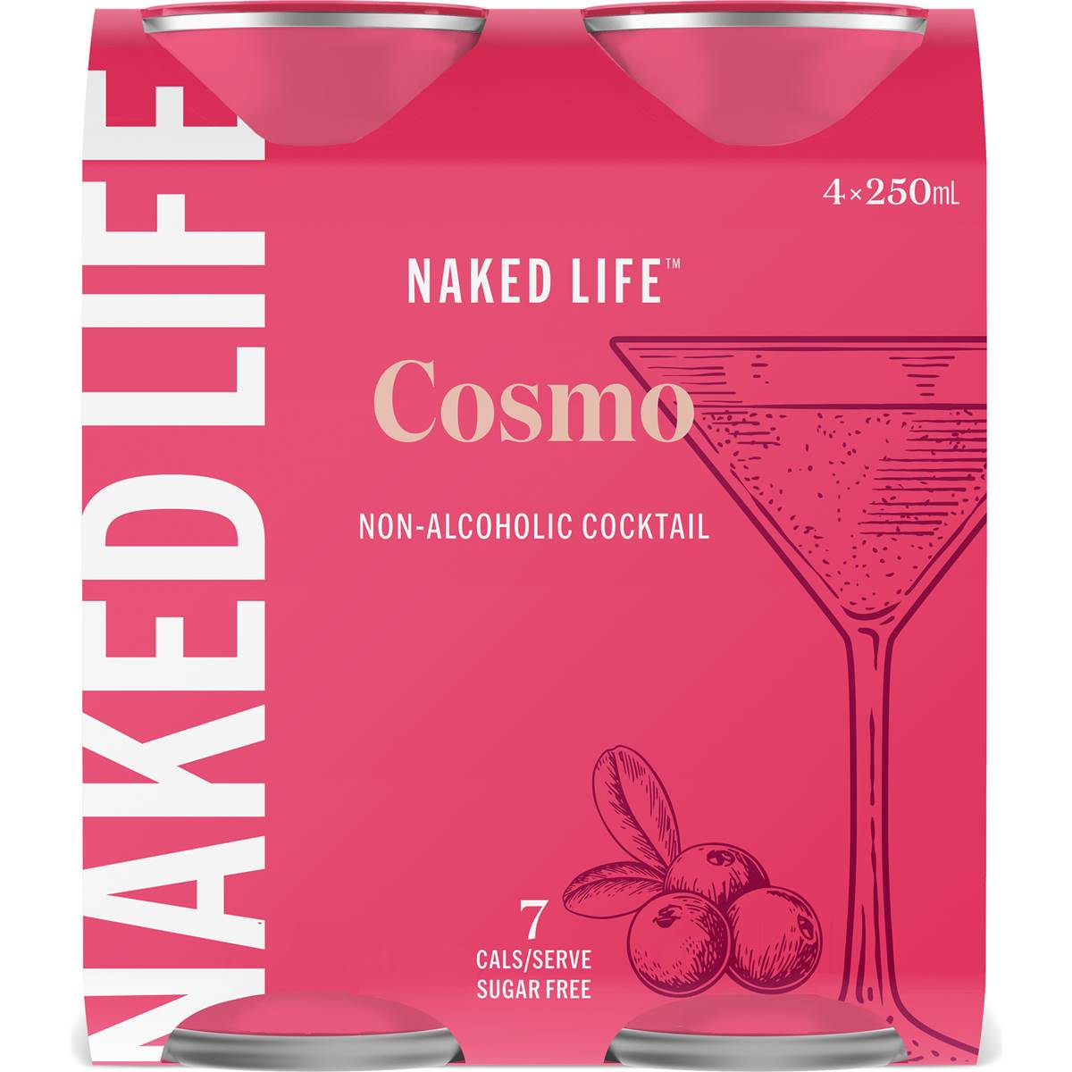 Naked Life Cosmo Non Alcoholic Cocktail Cans 250ml X4 Pack Woolworths 6681