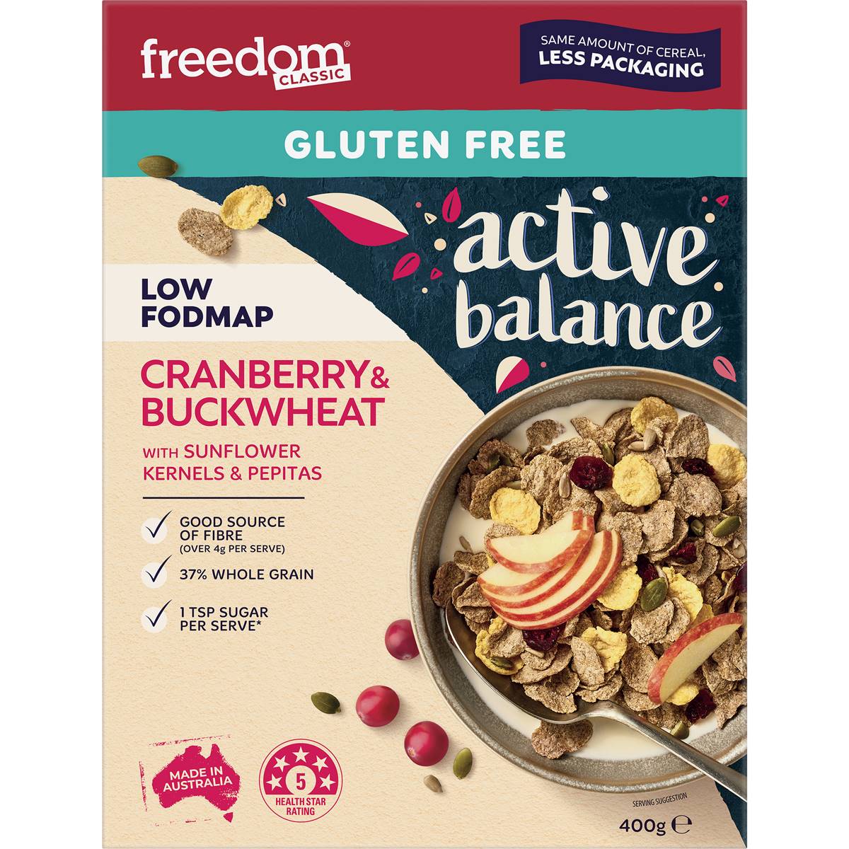 Freedom Active Balance Cranberry & Buckwheat Cereal 400g Woolworths
