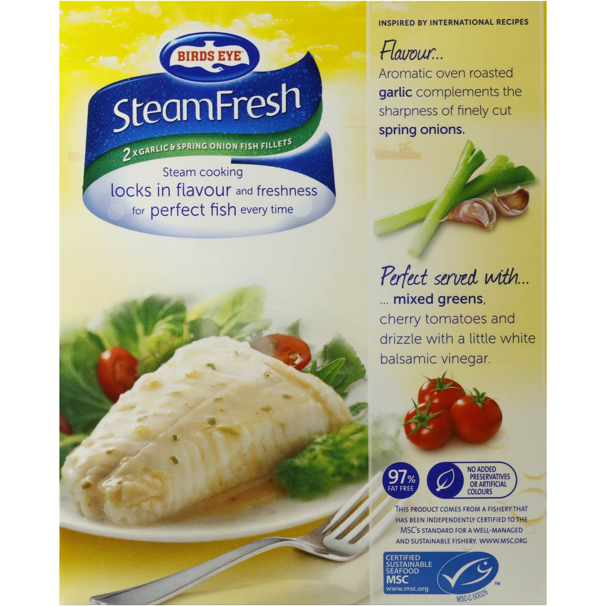 Birds Eye Steam Fresh Garlic & Spring Onion Fish Fillets 360g Woolworths