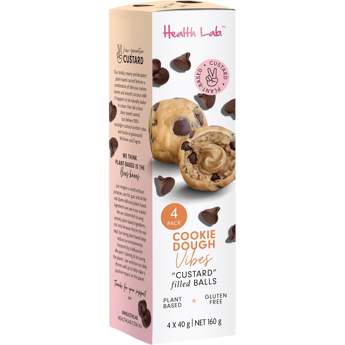 Health Lab Cookie Dough Vibes Custard Filled Balls 4 Pack Woolworths