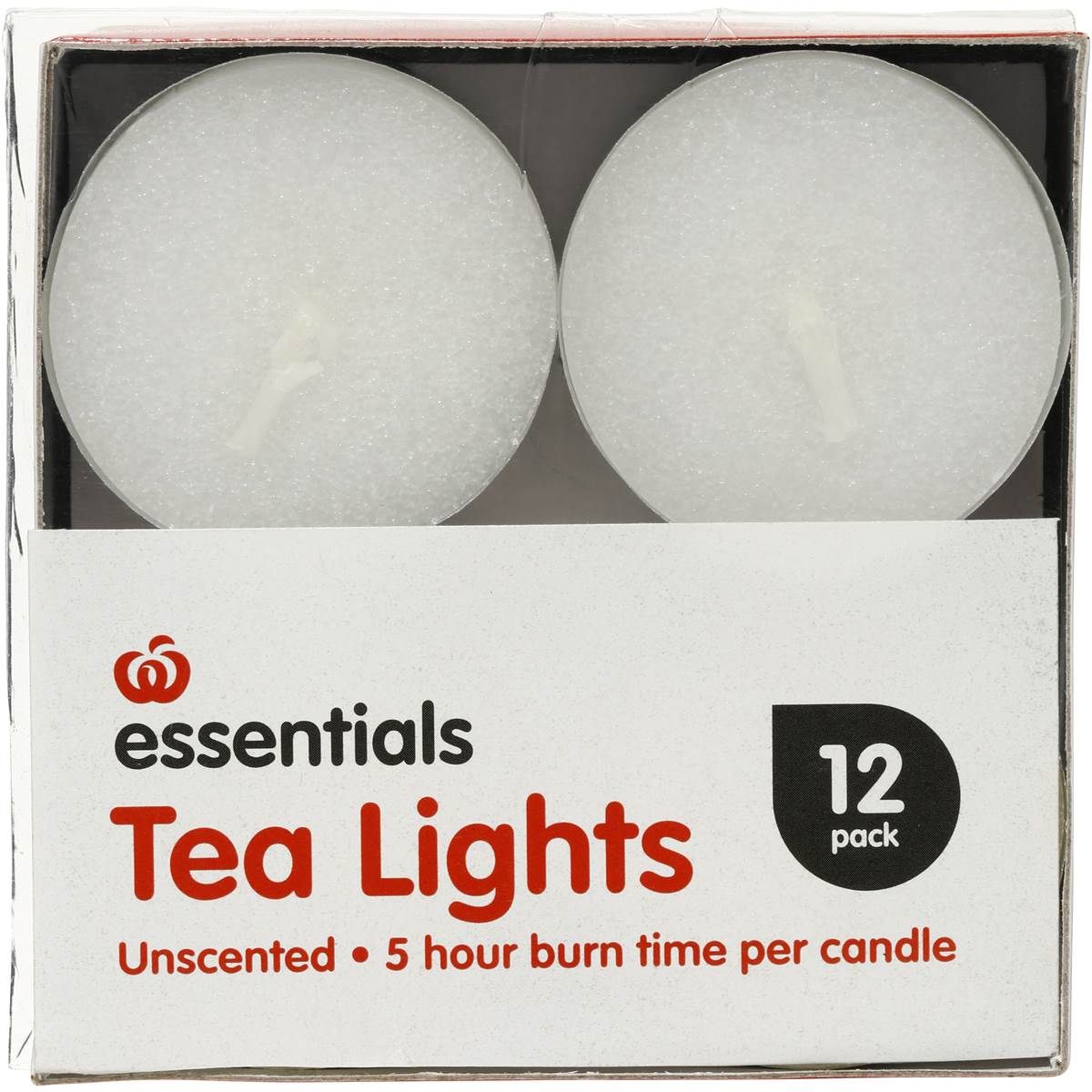 Essentials Tealight Candle 5hr Unscented 12 Pack Woolworths