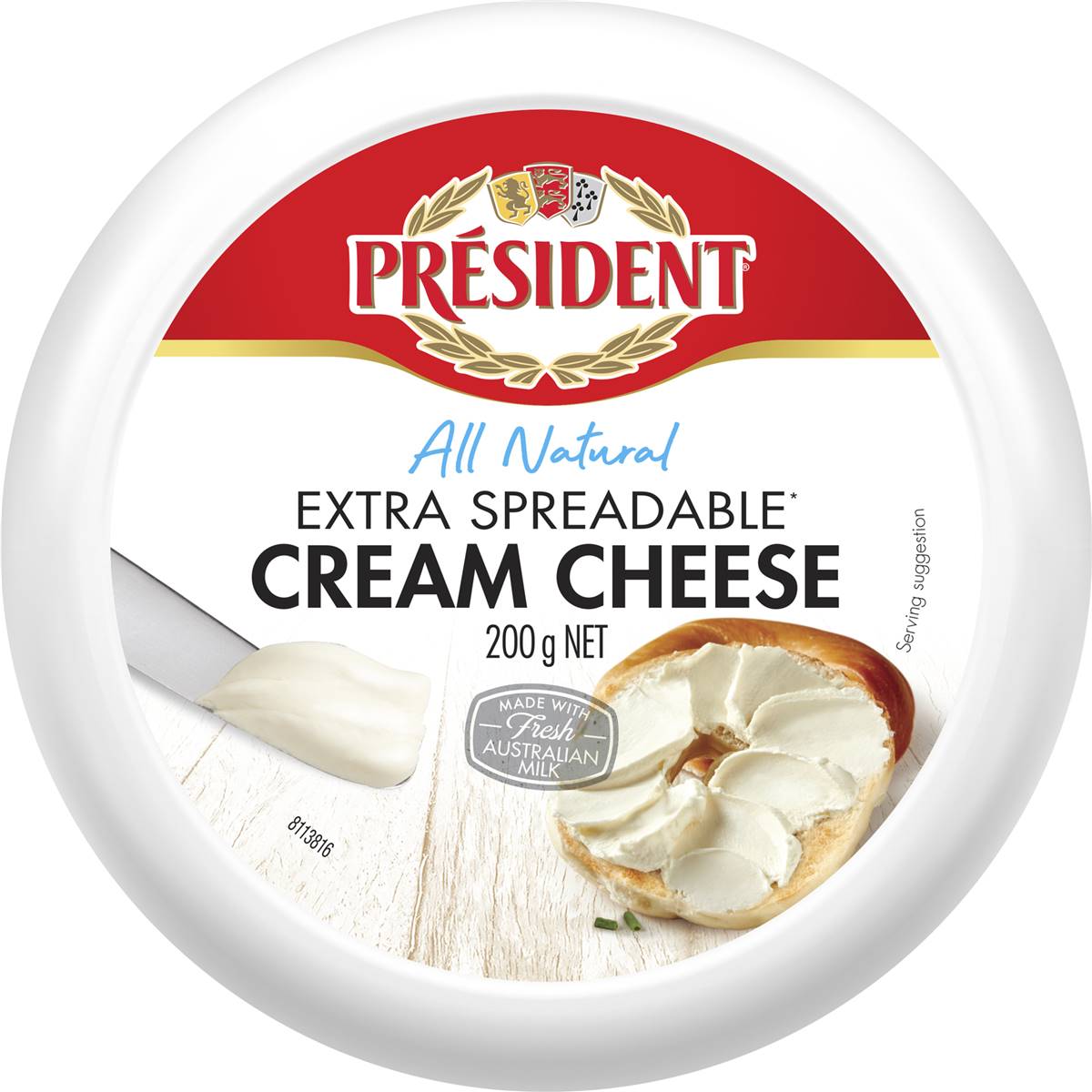 President All Natural Extra Spreadable Cream Cheese 200g 