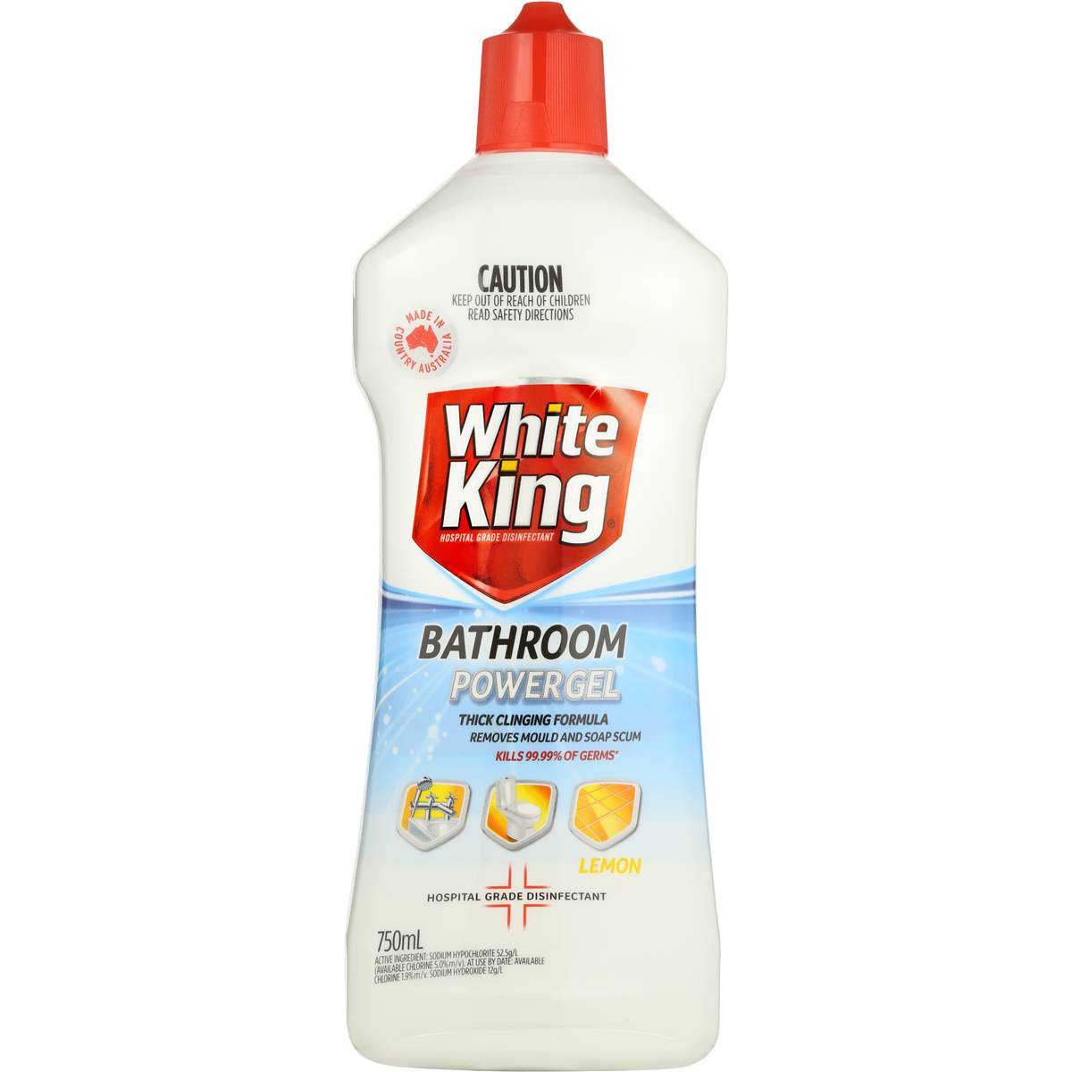 White King Bathroom Power Gel Lemon 750ml Woolworths