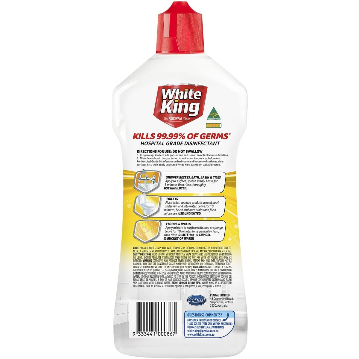 White King Bathroom Power Gel Lemon 750ml Woolworths