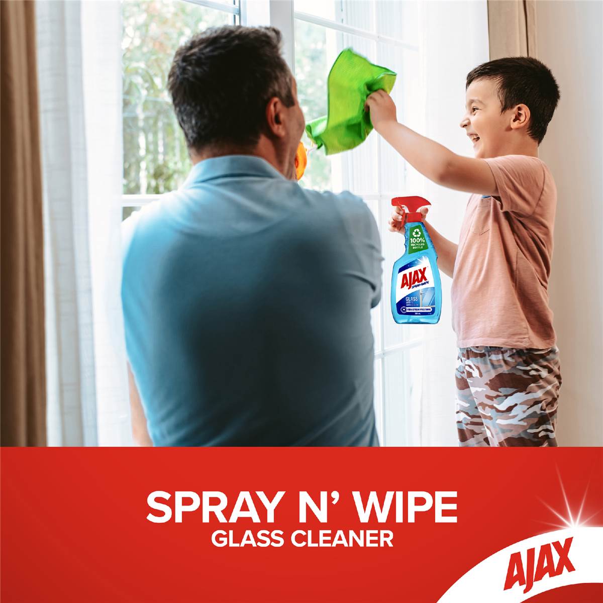 Ajax Spray And Wipe Glass Cleaner Trigger Spray 500ml Woolworths