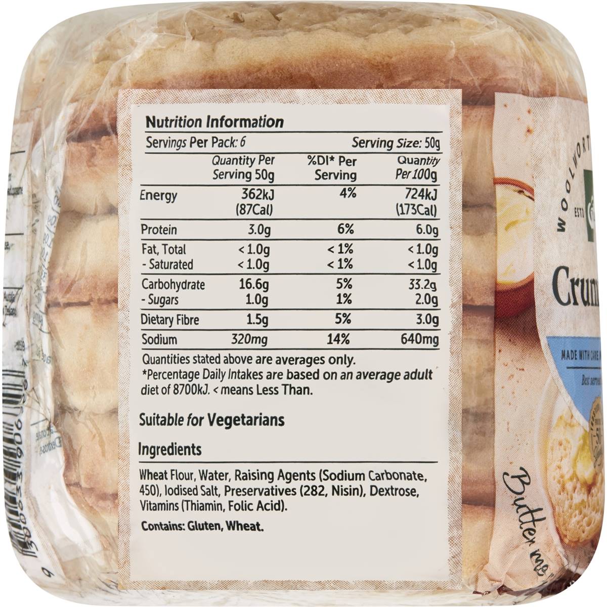 Woolworths Crumpets 6 Pack Woolworths