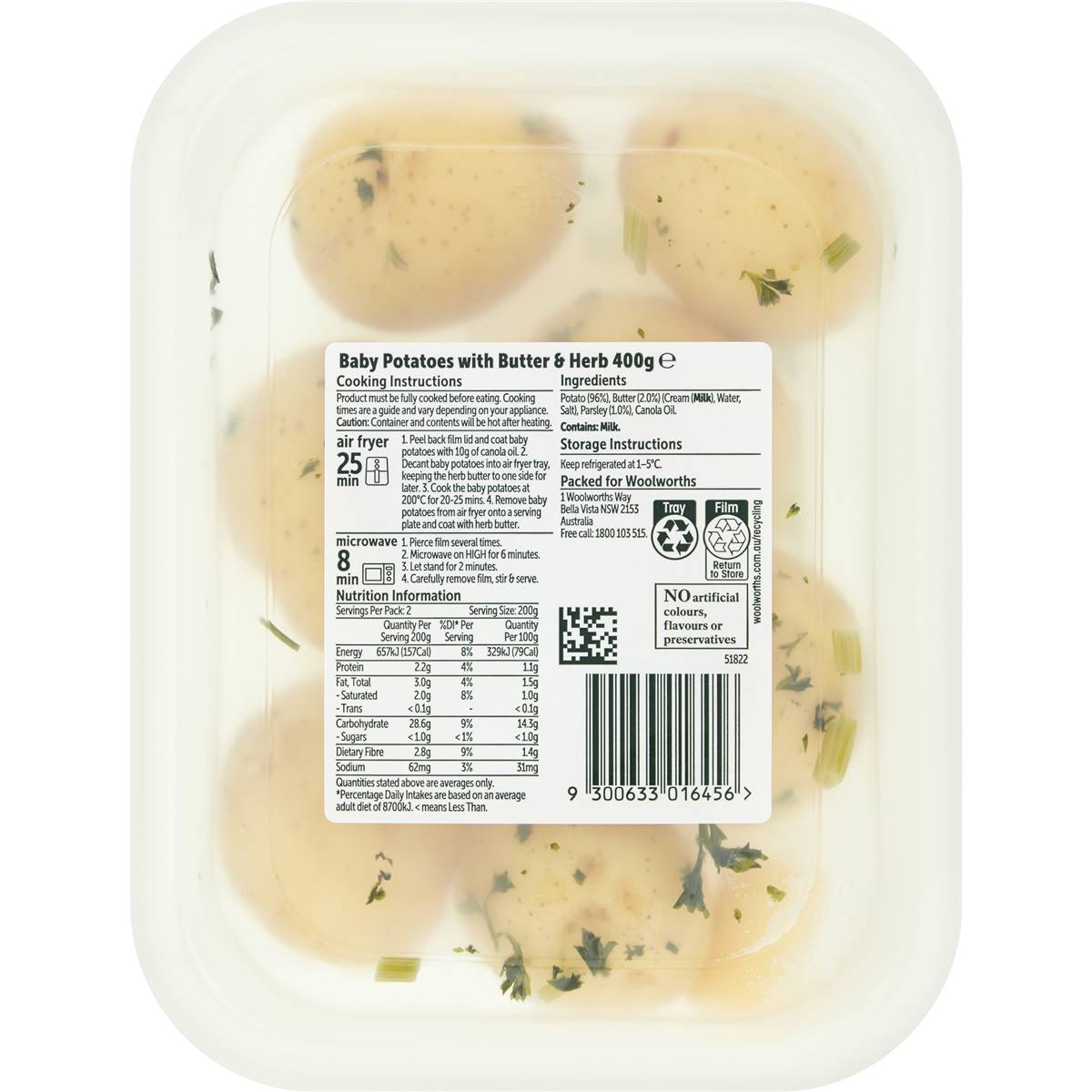 Woolworths Cook Potato Baby Herb & Butter 400g Woolworths