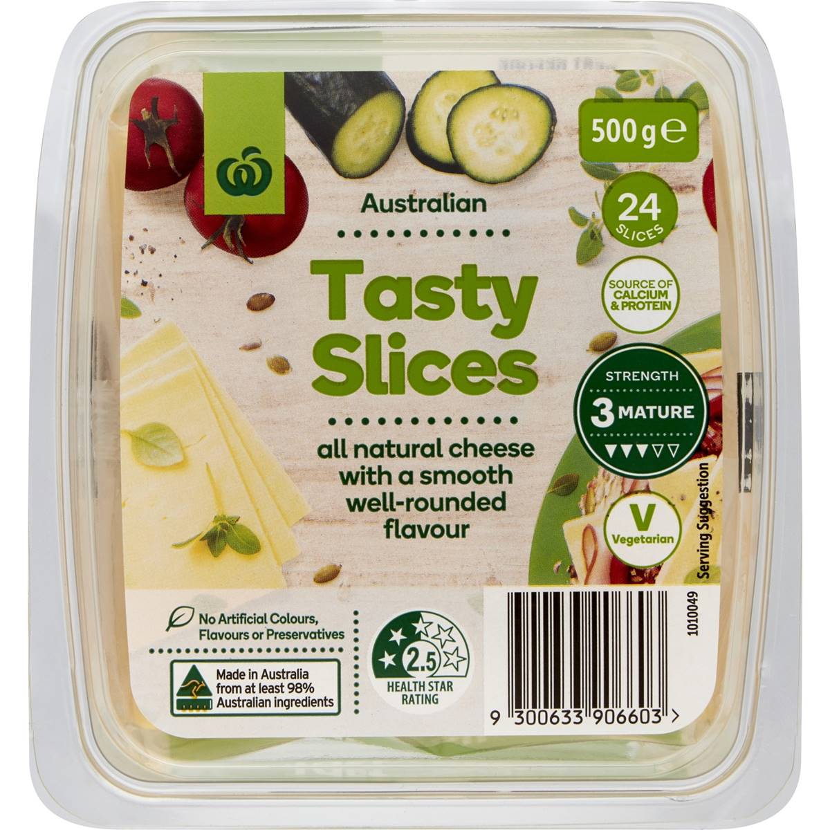 Woolworths Tasty Cheese Slices 500g Woolworths