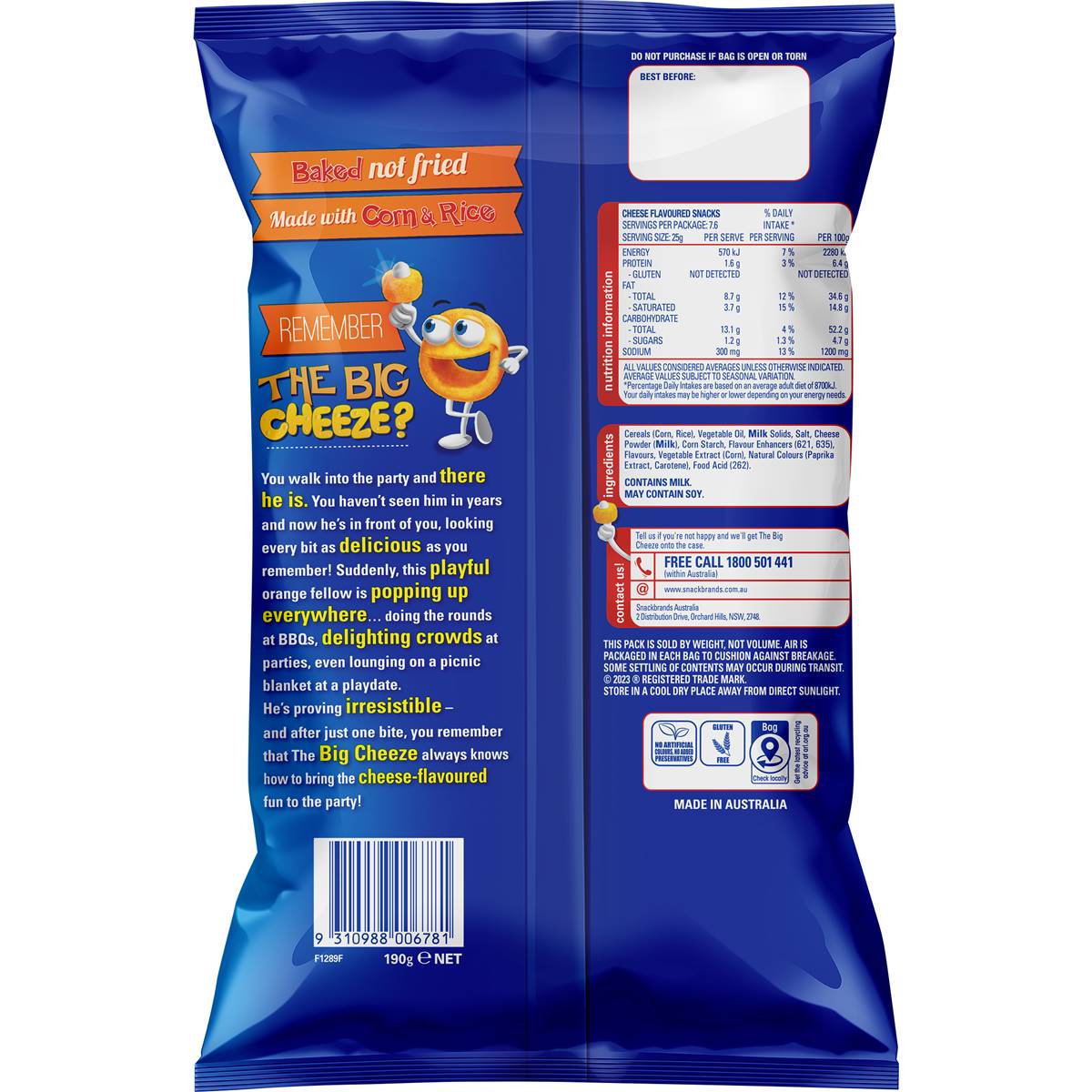 Cheezels Original Cheese Party Pack 190g | Woolworths