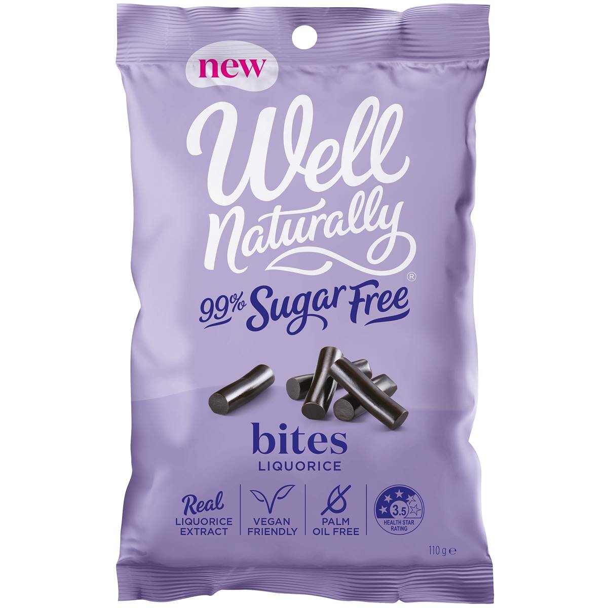 Well Naturally 99% Sugar Free Bites Liquorice 
