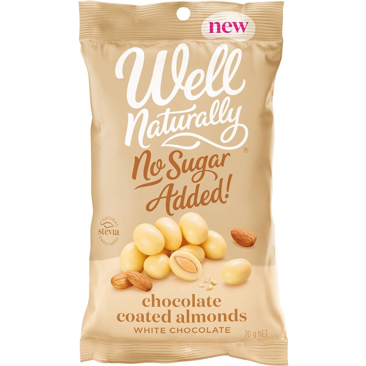 Well Naturally No Sugar Added White Choc Coated Almonds 70g Woolworths