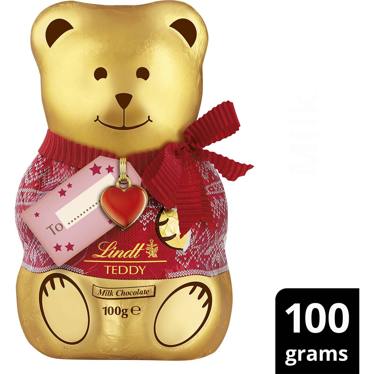Lindt Milk Chocolate Teddy With Gold And Red Tag 100g | Woolworths