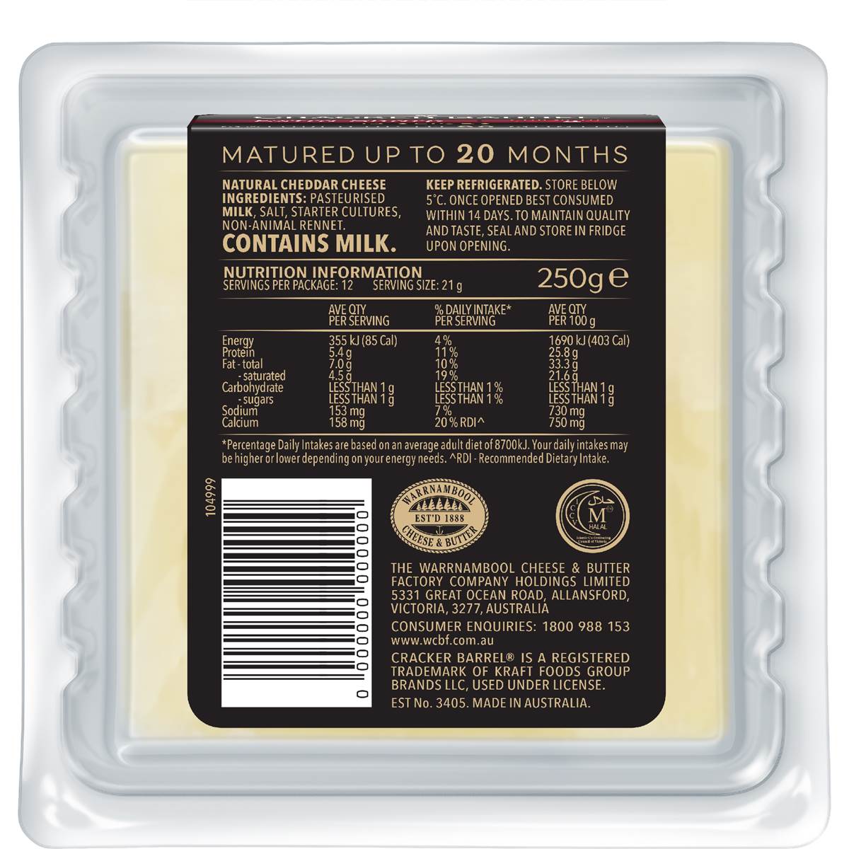 Cracker Barrel Slice Extra Sharp 250g Woolworths