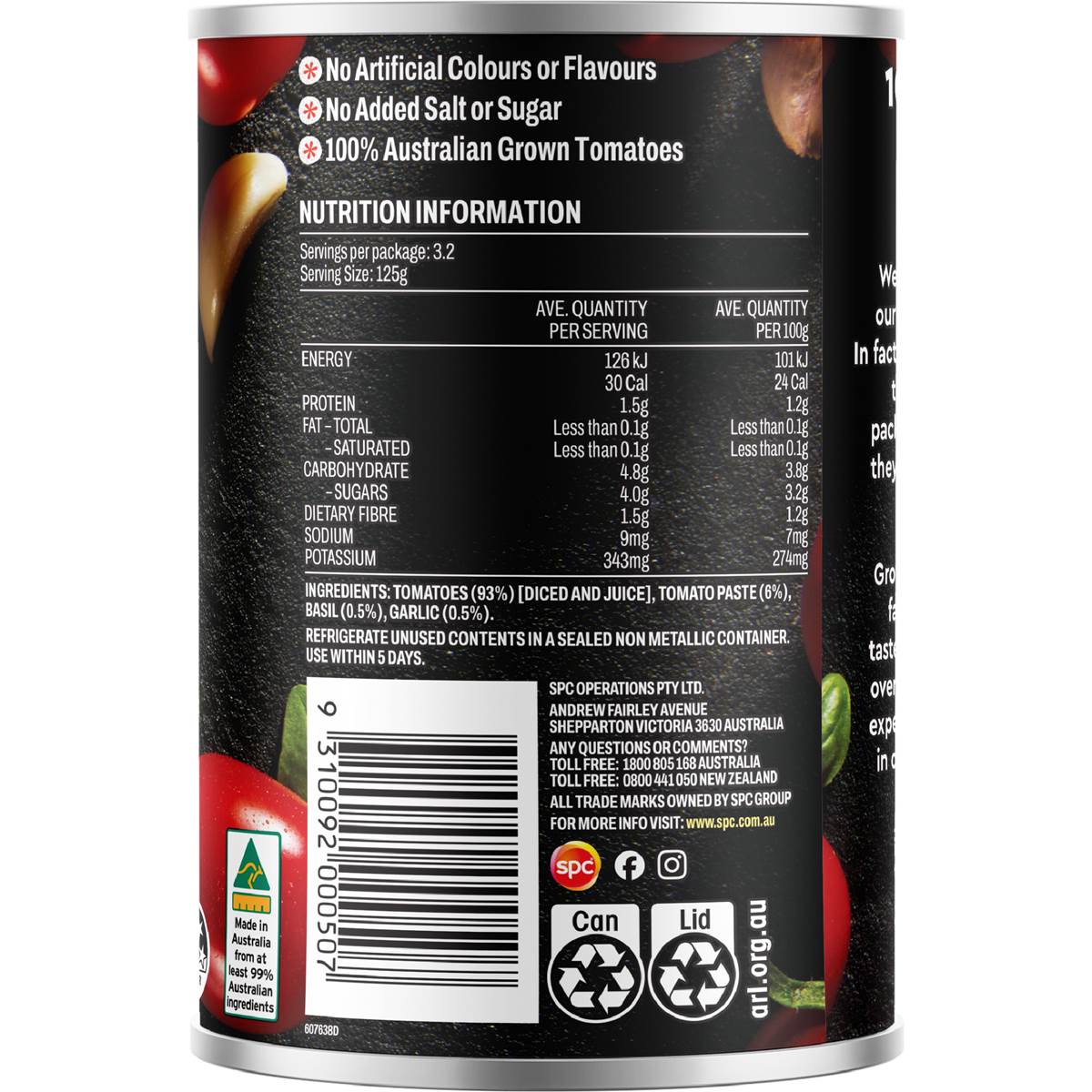 Ardmona Rich & Thick Diced Tomatoes With Paste Basil & Garlic 410g
