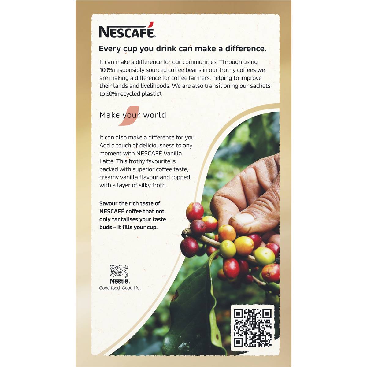 Nescafe Vanilla Latte Coffee Sachets 10 Pack Woolworths