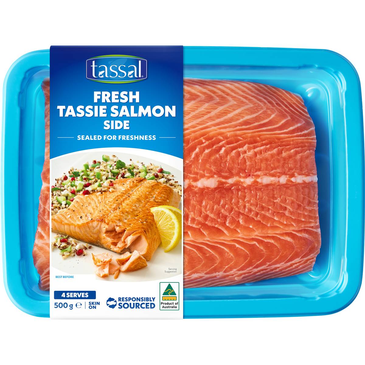 Tassal Fresh Tassie Salmon Side Skin On 500g Woolworths