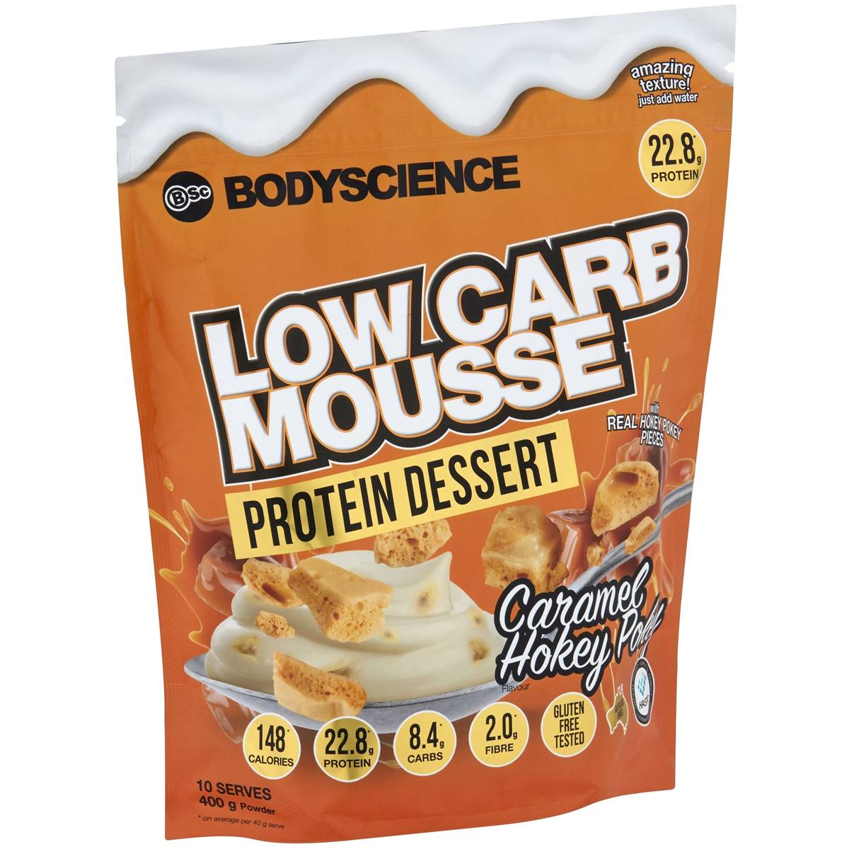 Bsc Body Science Low Carb Mousse Protein Dessert Caramel Hokey Pokey