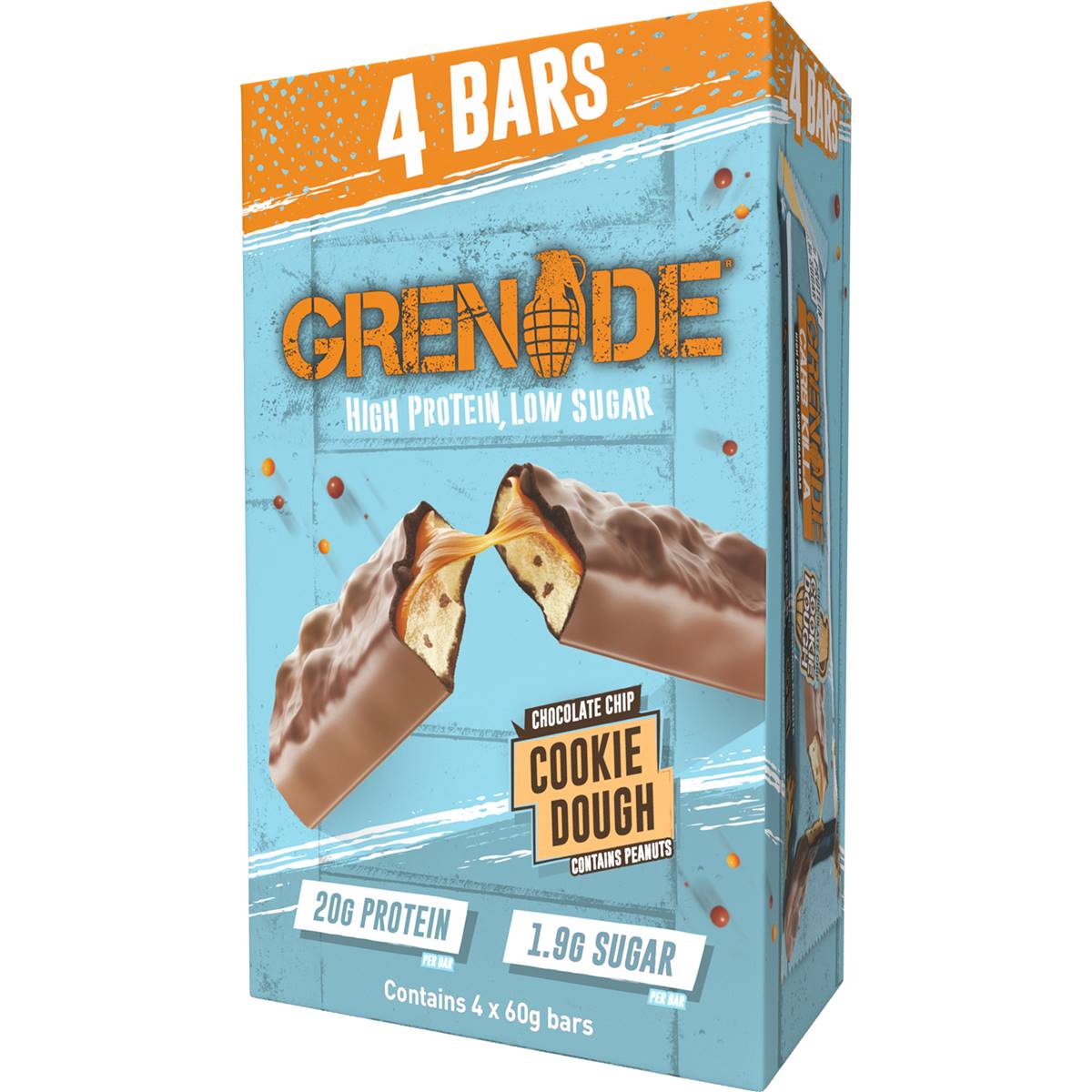 Grenade High Protein Choc Chip Cookie Dough Bars 4 Pack Woolworths