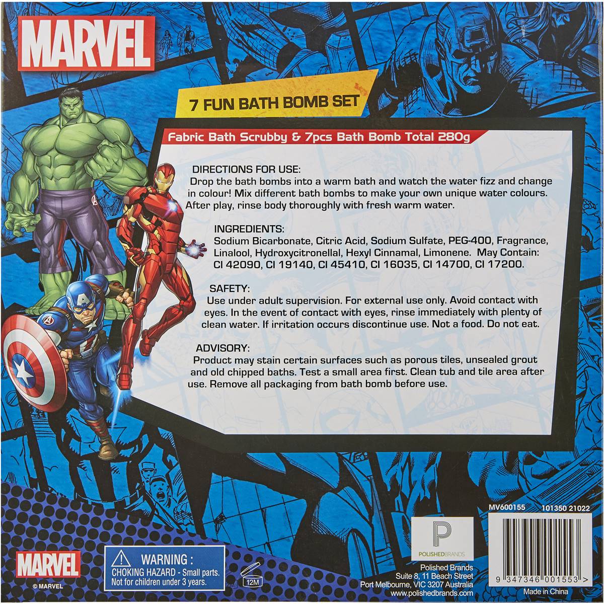 Marvel Superhero 7 Fun Bath Bomb Set Each | Woolworths