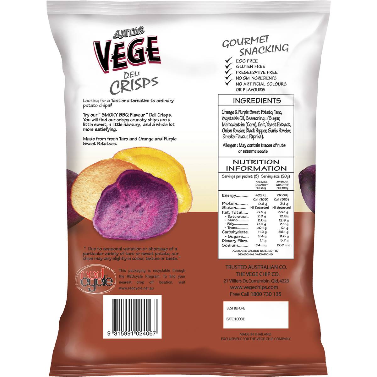 Vege Chips Deli Crisps Smokey Bbq 100g Woolworths