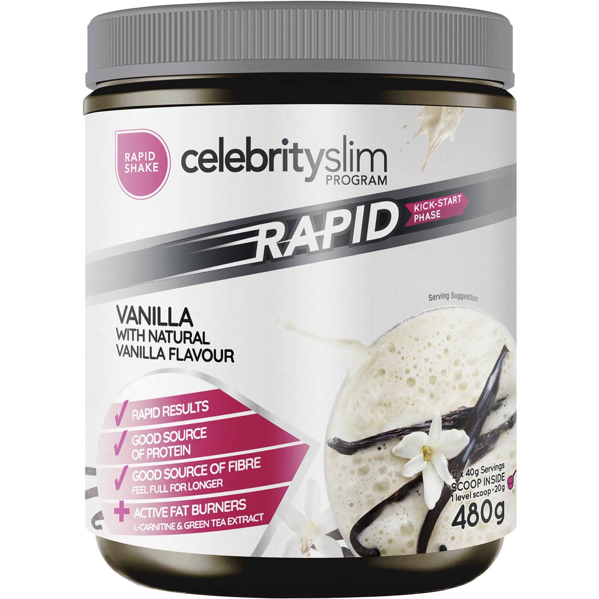 Celebrity Slim Rapid Kickstart Phase Shake Vanilla 480g Woolworths
