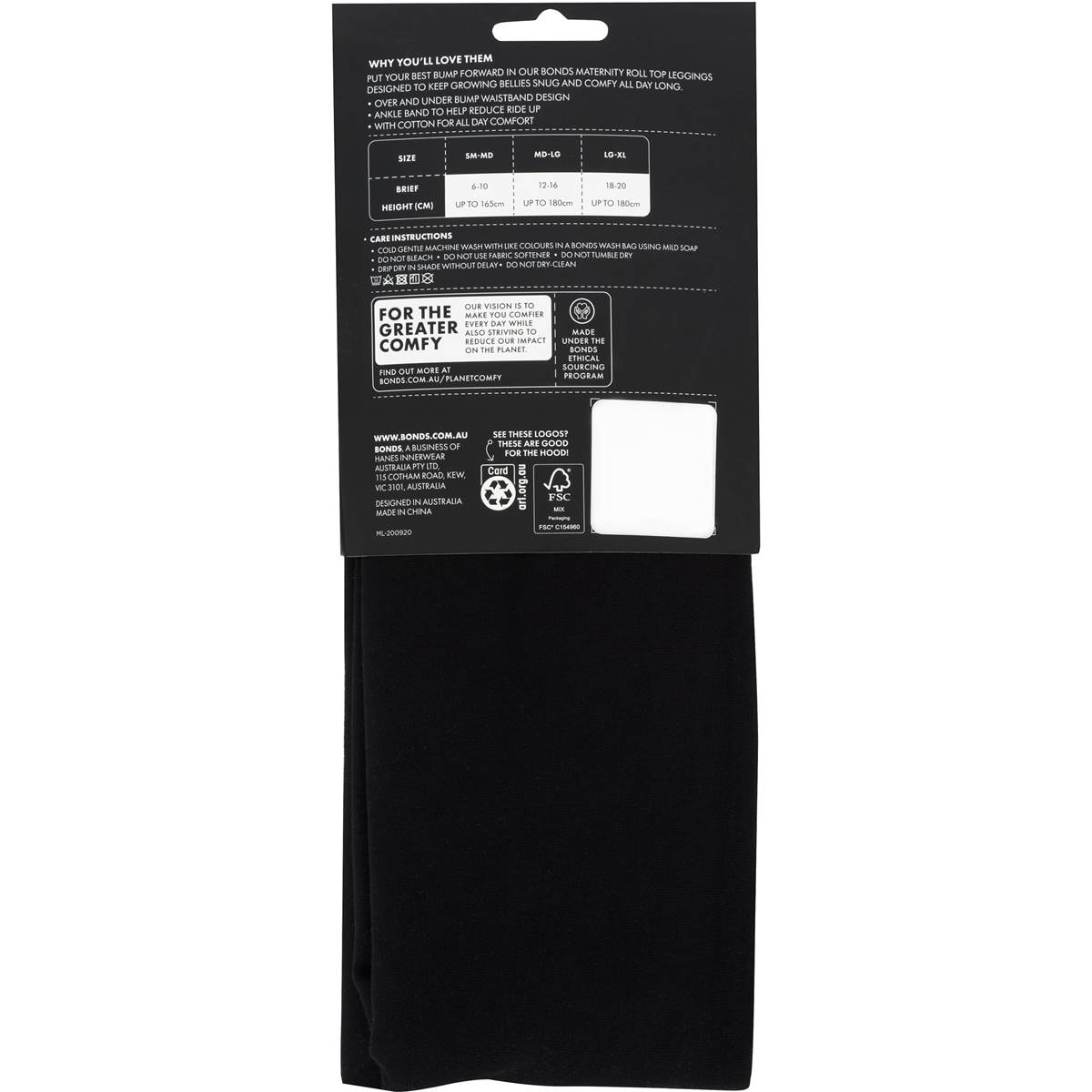 Bonds Maternity Roll Top Leggings Black Size S M Each Woolworths