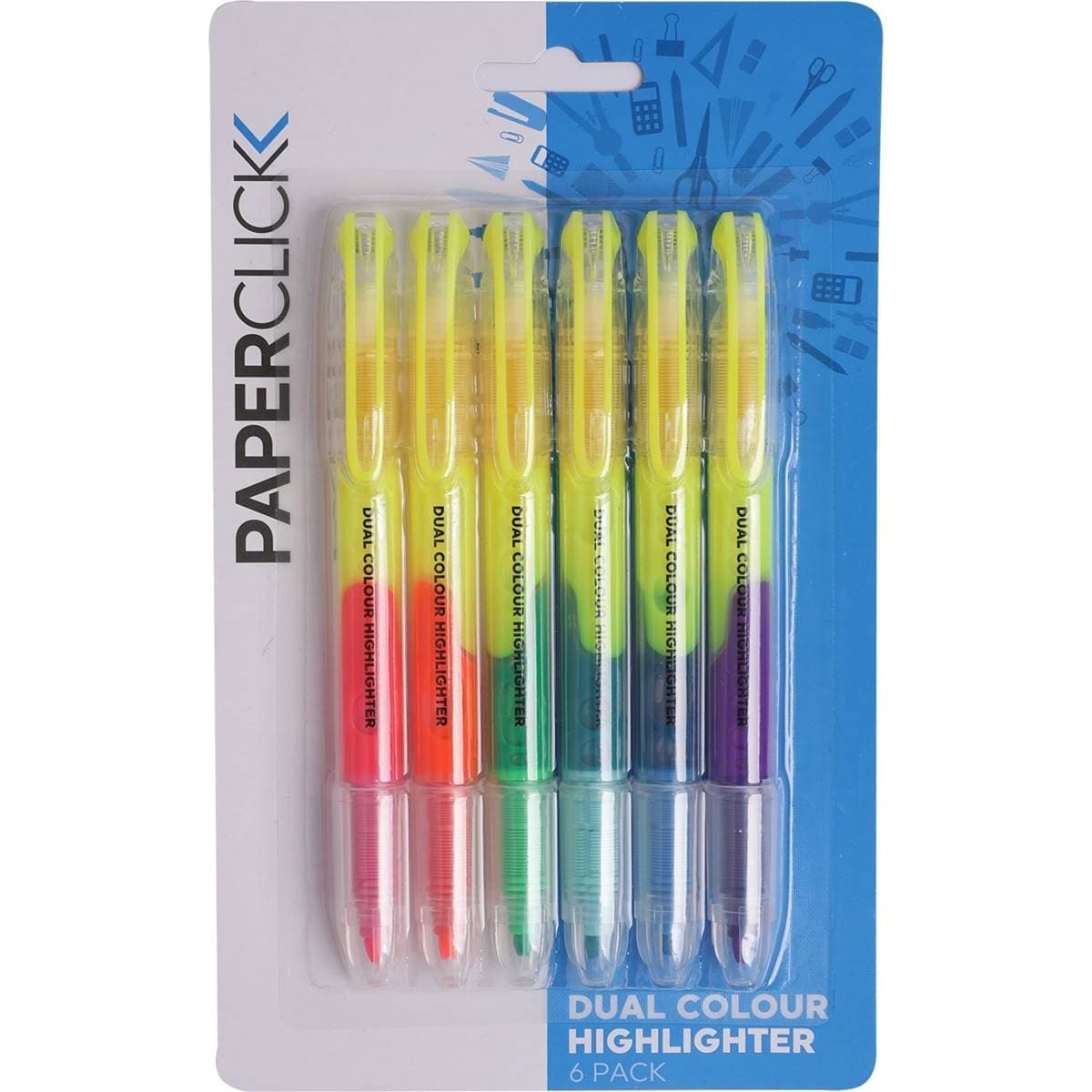 Paperclick Dual Colour Highlighter 6 Pack Woolworths