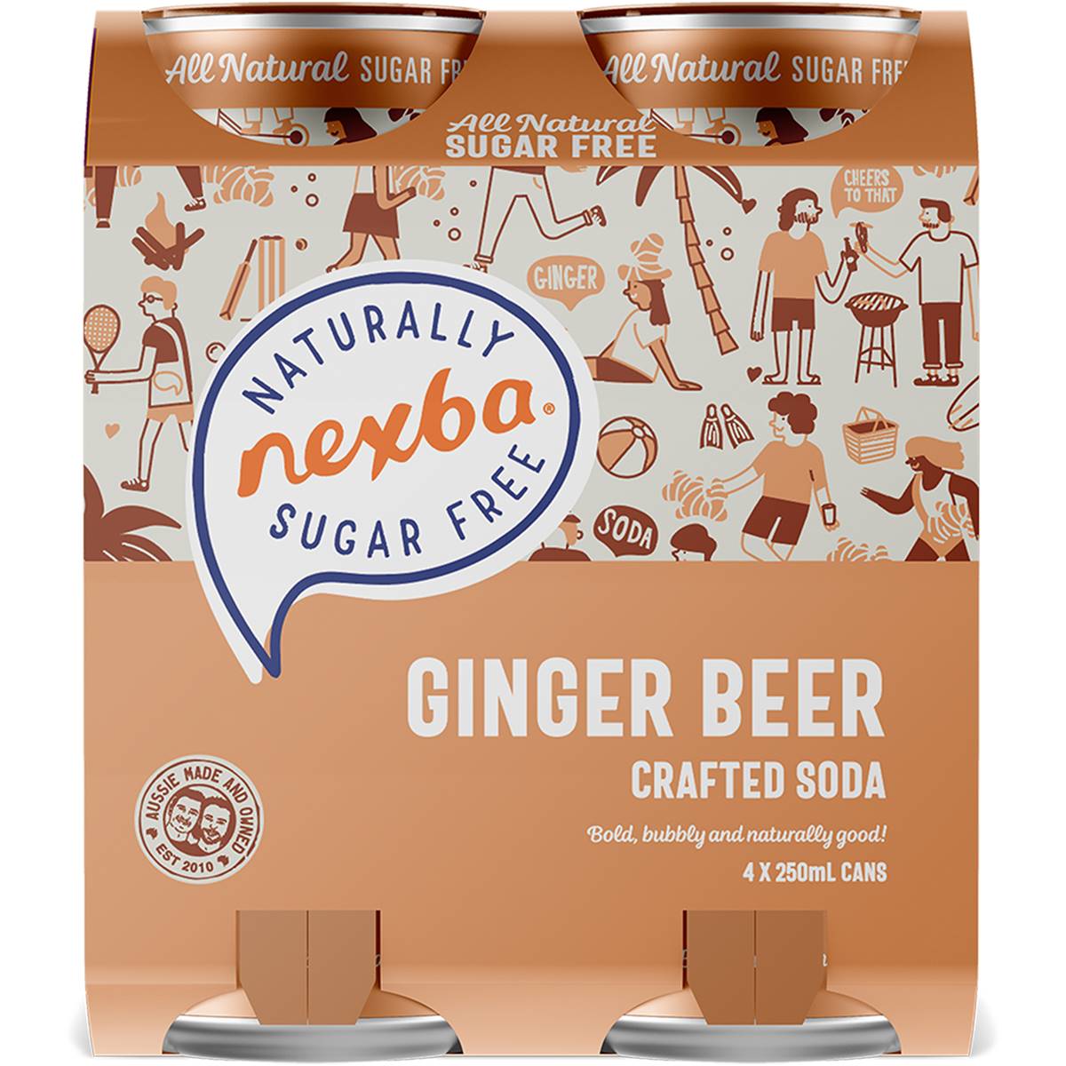 Nexba Naturally Sugar Free Ginger Beer Crafted Soda Cans