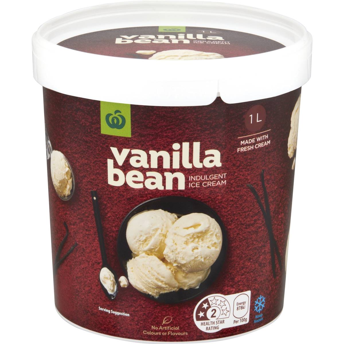 Woolworths Ice Cream Vanilla Bean 1l 