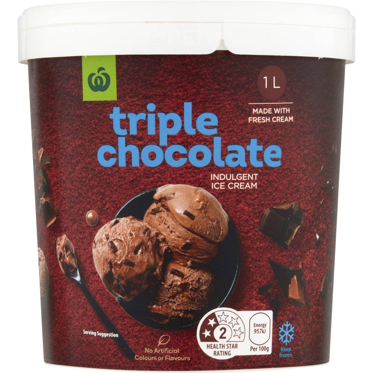 Woolworths Ice Cream Triple Chocolate 1l | Woolworths