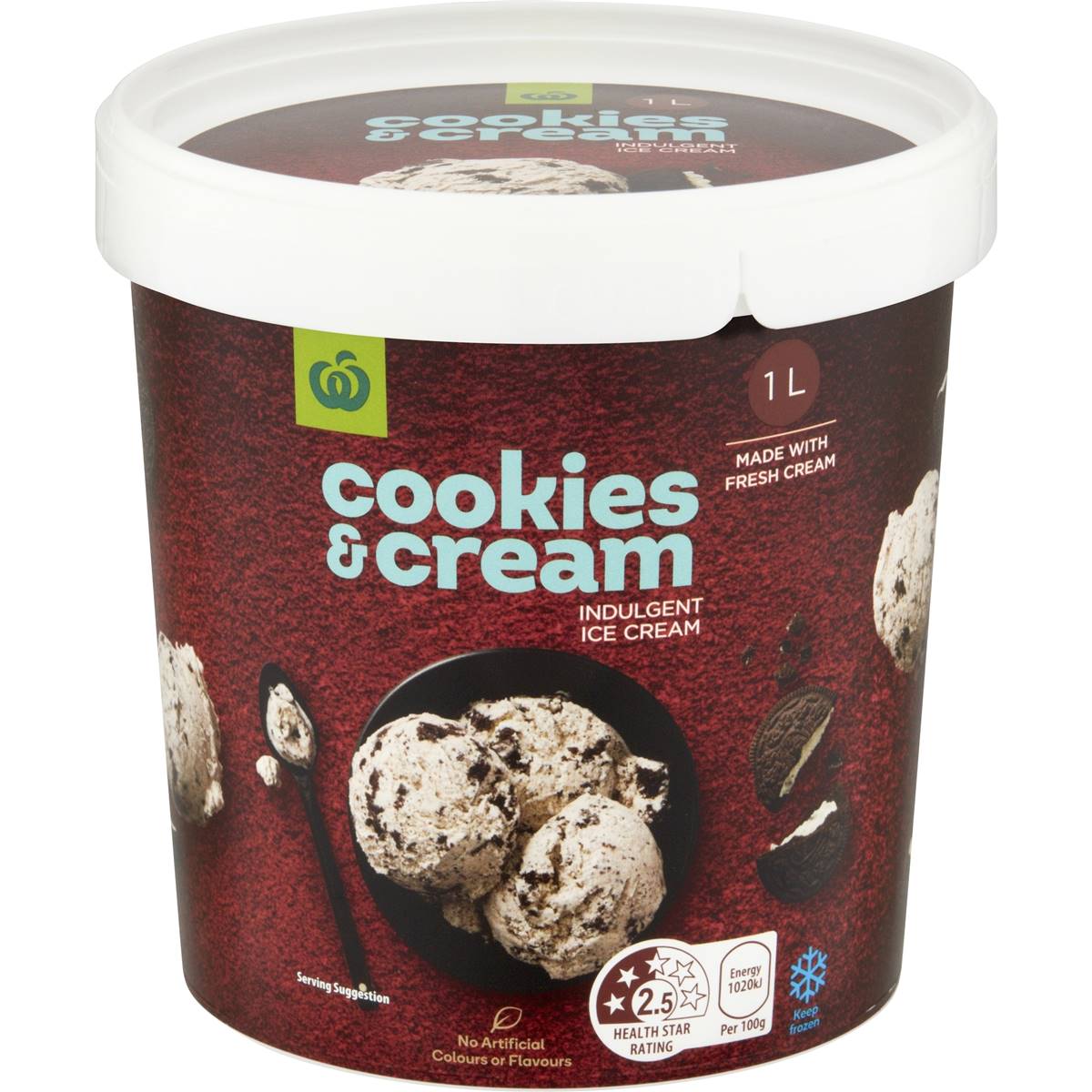 Woolworths Ice Cream Cookies & Cream 1l | Woolworths