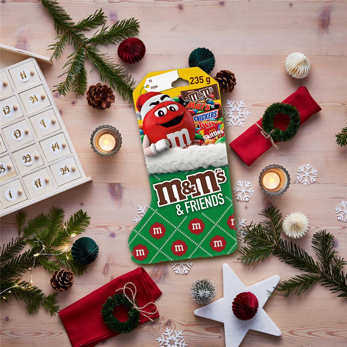 M&m's & Friends Milk Chocolate Christmas Gift Stocking 235g Woolworths