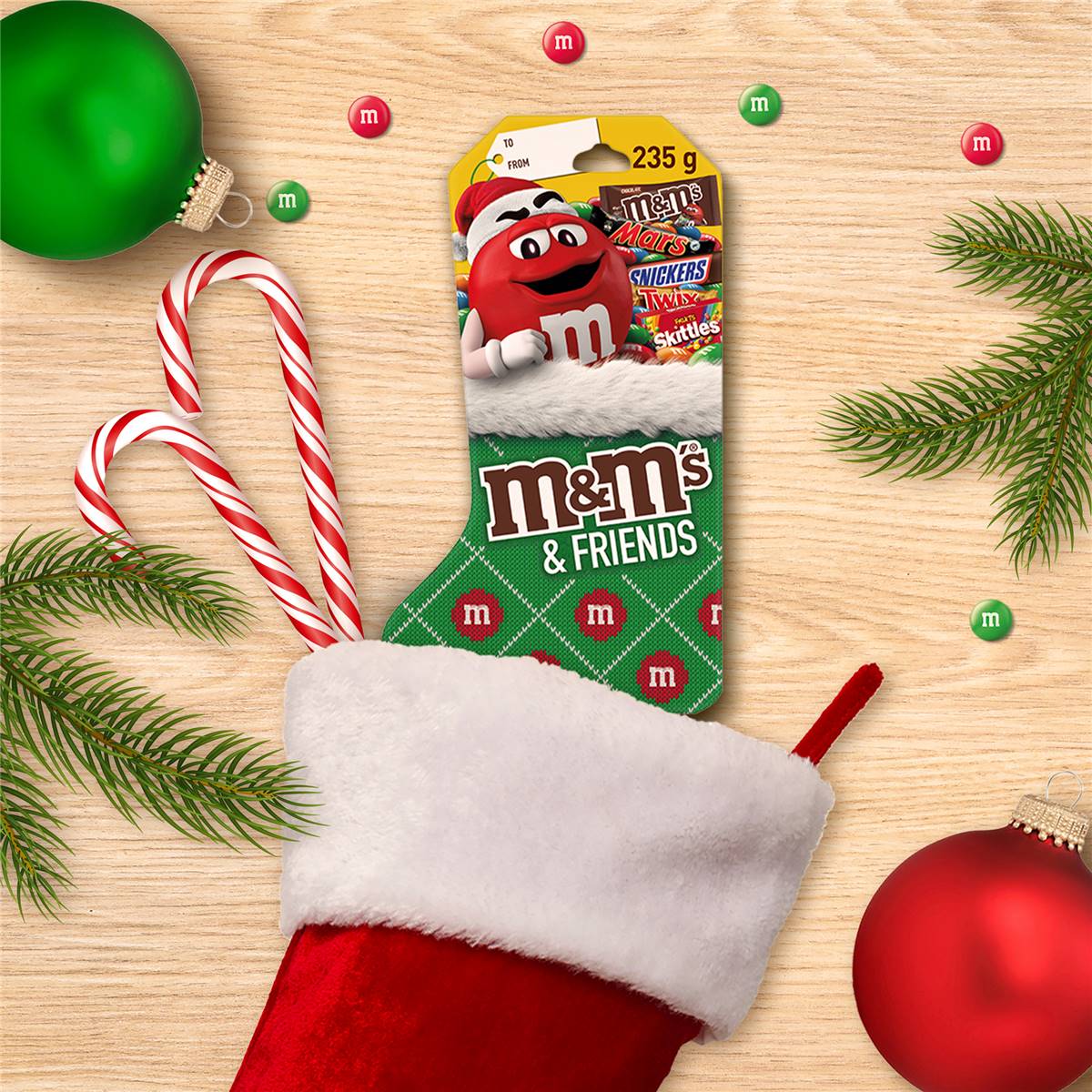 M&m's & Friends Milk Chocolate Christmas Gift Stocking 235g Woolworths