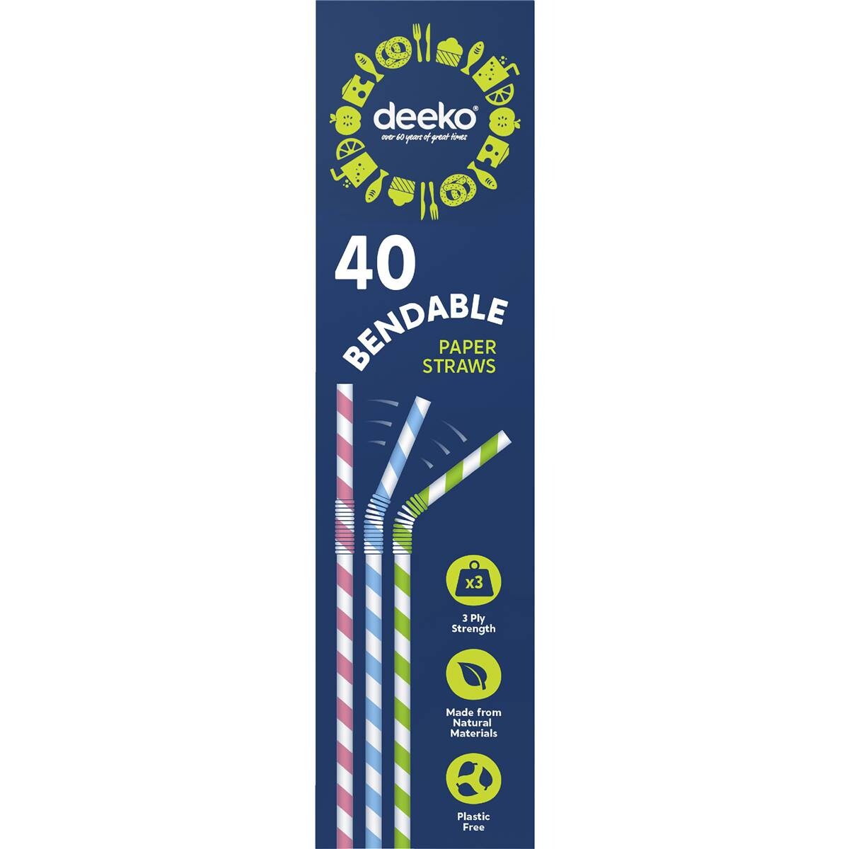 Deeko Bendable Paper Straws 40 Pack Woolworths