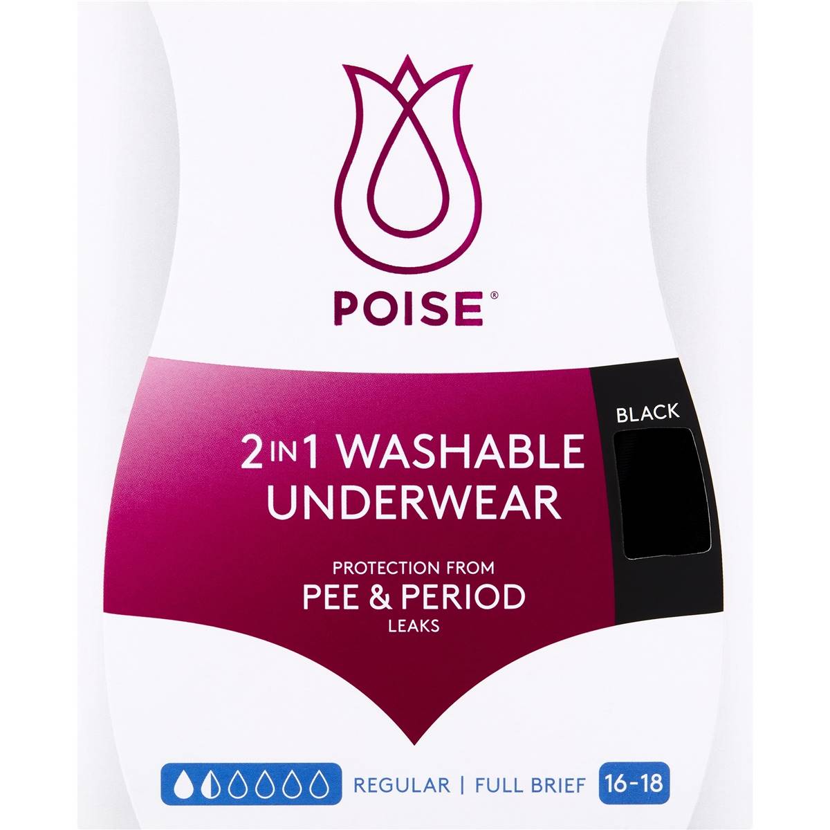 Poise 2in1 Period & Incontinence Underwear Size 1618 Each Woolworths