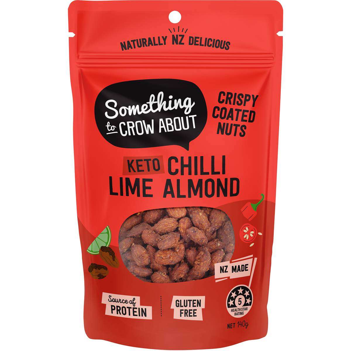 Something To Crow About Keto Chilli Lime Almonds 140g Woolworths