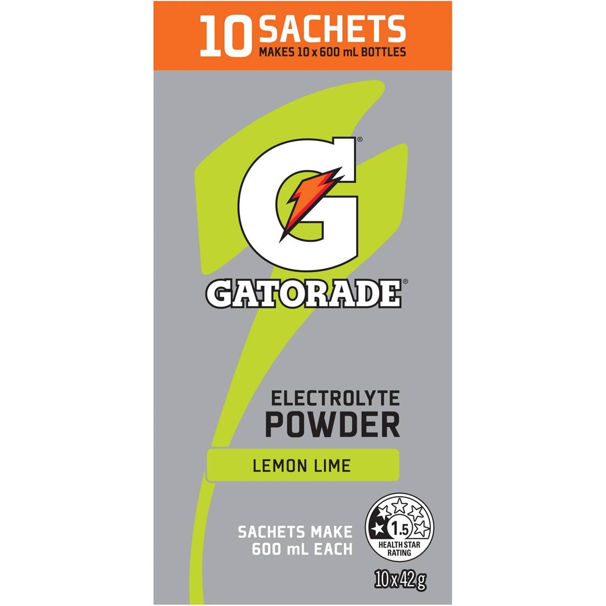 Gatorade Powder Sports Drinks Lemon Lime Sachets Multipack 42g X 10