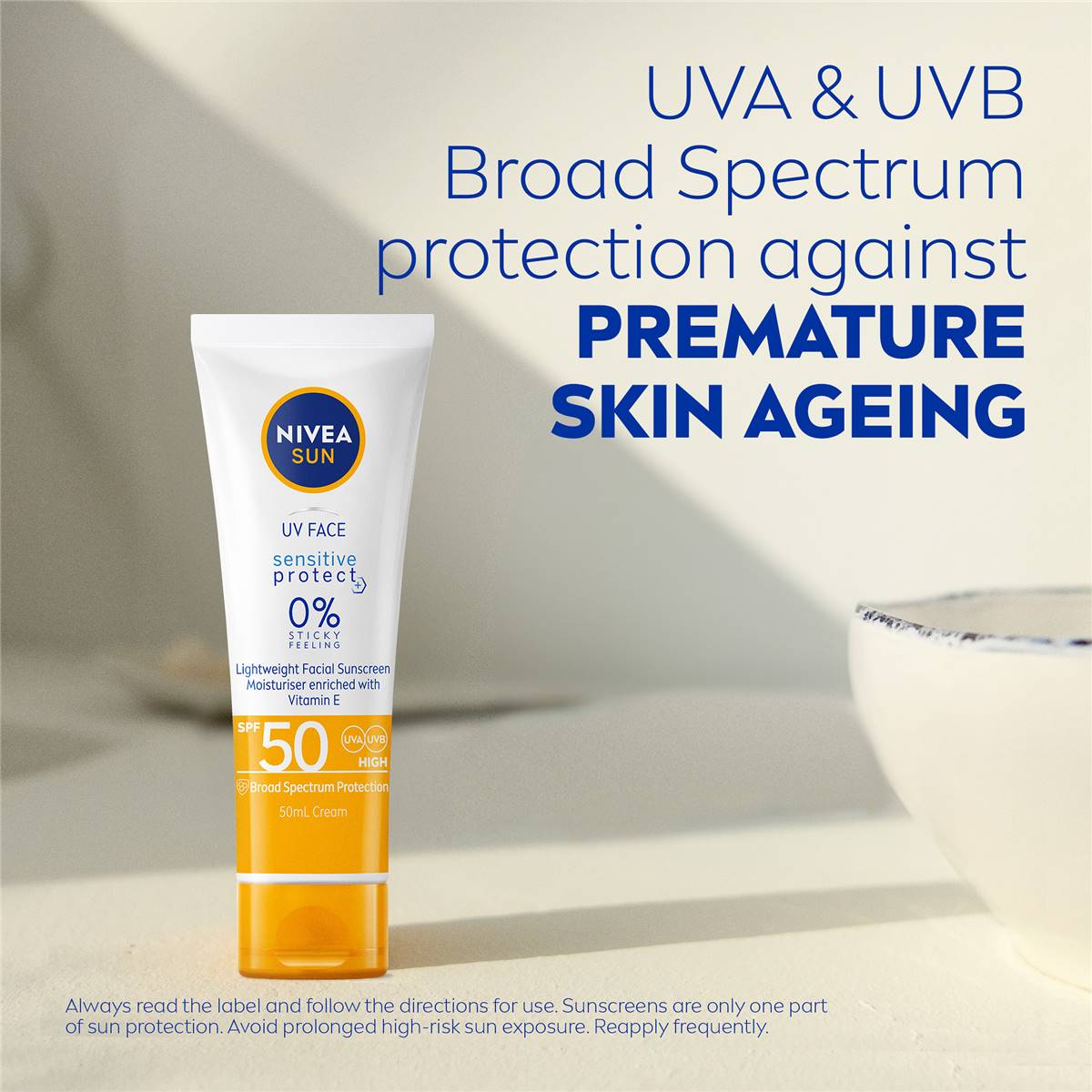 Nivea Sun Uv Face Sensitive Protect Spf50 50ml | Woolworths