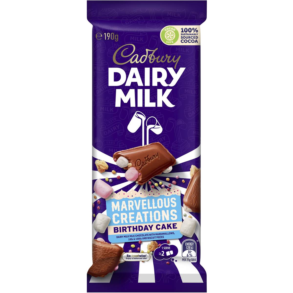 Cadbury Marvellous Creations Birthday Cake Chocolate Block 190g