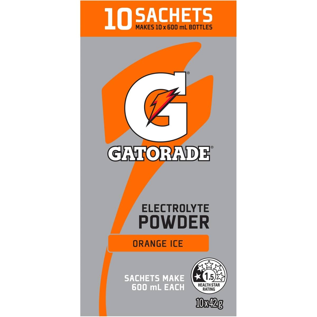 Gatorade Powder Sports Drinks Orange Ice Sachets Multipack 42g X 10