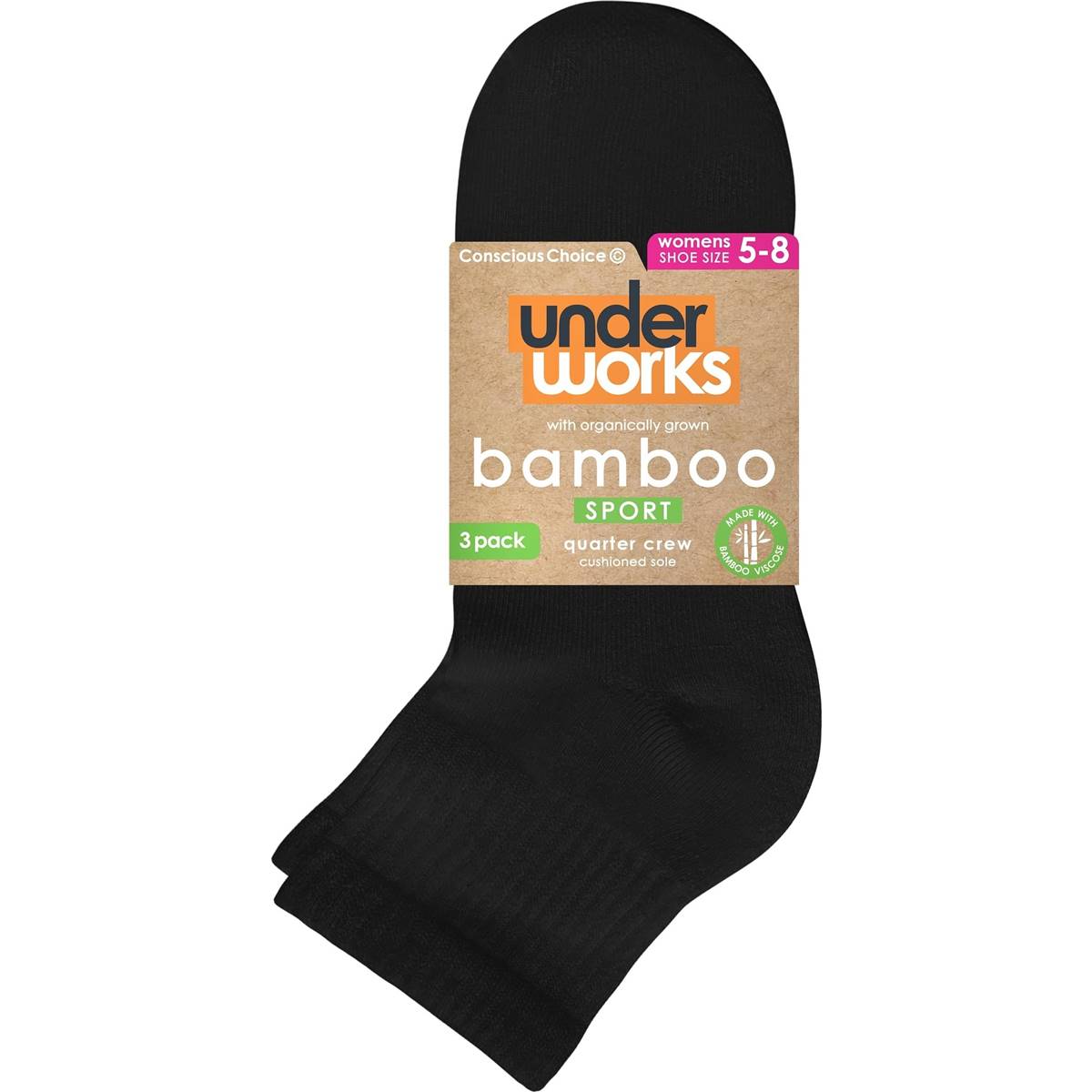 Underworks Ladies Quarter Crew Sock 3 Pack Woolworths