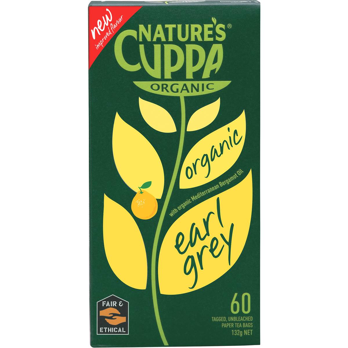 Nature's Cuppa Organic Earl Grey Tea Bags 60pk 132g Woolworths