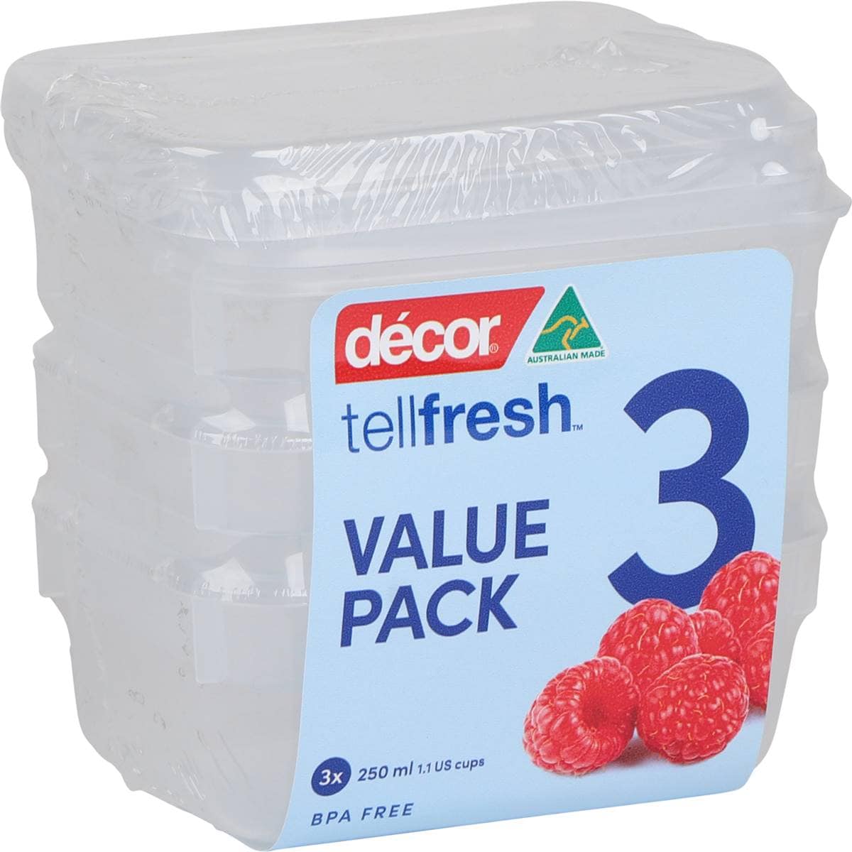 Decor Tellfresh Container Set, Oblong 250ml X 3 Pack Woolworths