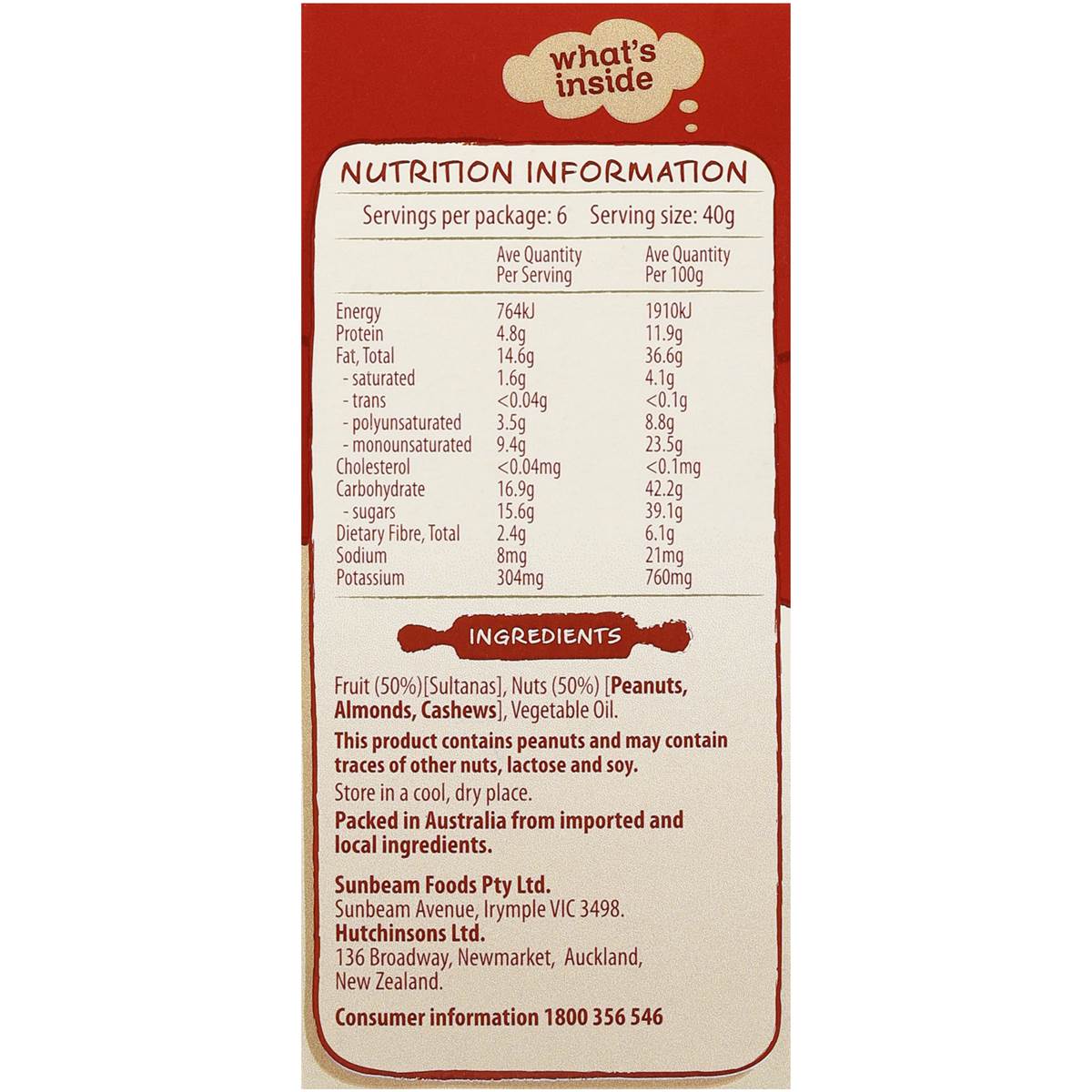 Sunbeam Classic Mixed Fruit 6pk 240g Woolworths