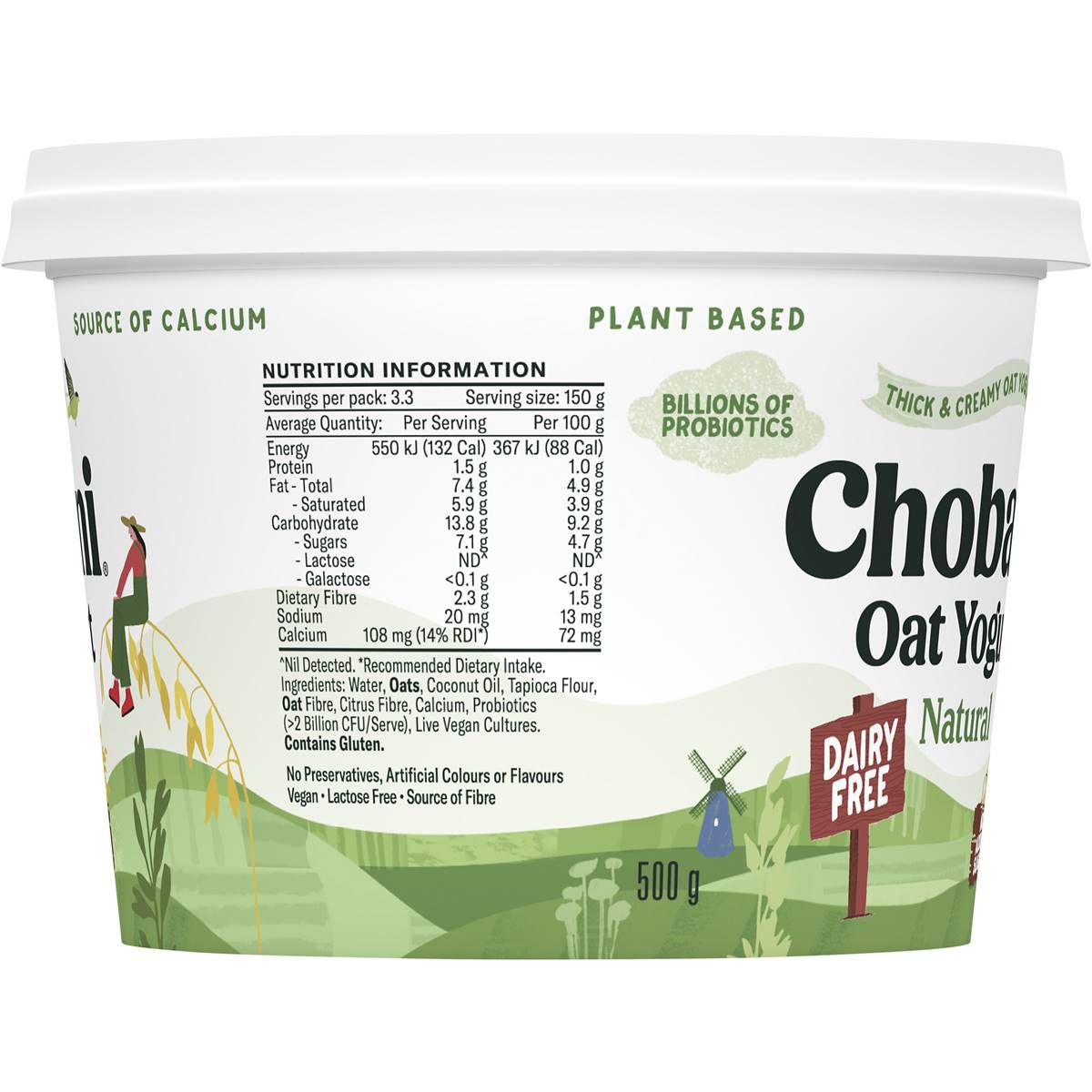 Chobani Oat Yogurt Natural Dairy Free 500g Woolworths
