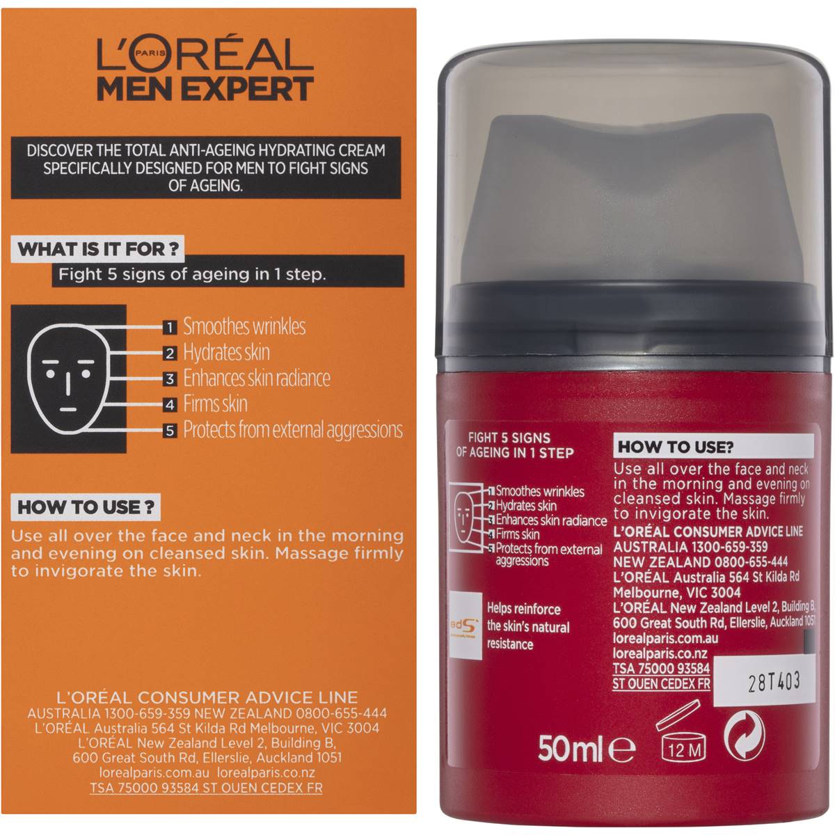 L'oreal Face Care Men Expert Vita Lift 5 50ml | Woolworths